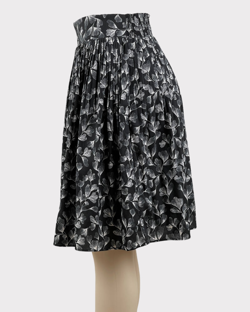 Merona Black Printed Pleated Short Skirt (XS)