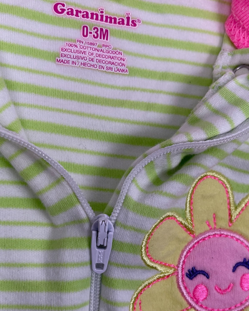 Garanimals Girls Striped Sunflower Sleepsuit (0-3M)