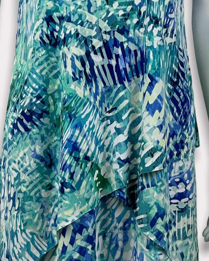 Susan Graver Printed Layered Sleeveless Dress (S)