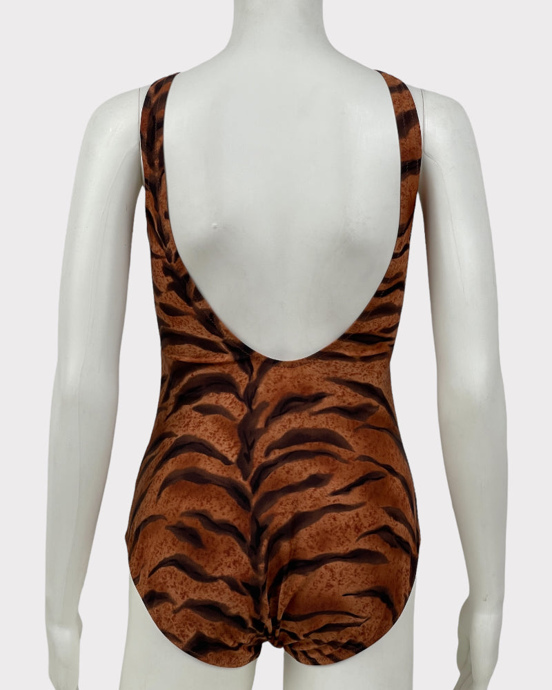 Lady Gottex Orange Tiger Print One Piece Swimsuit (M-L)