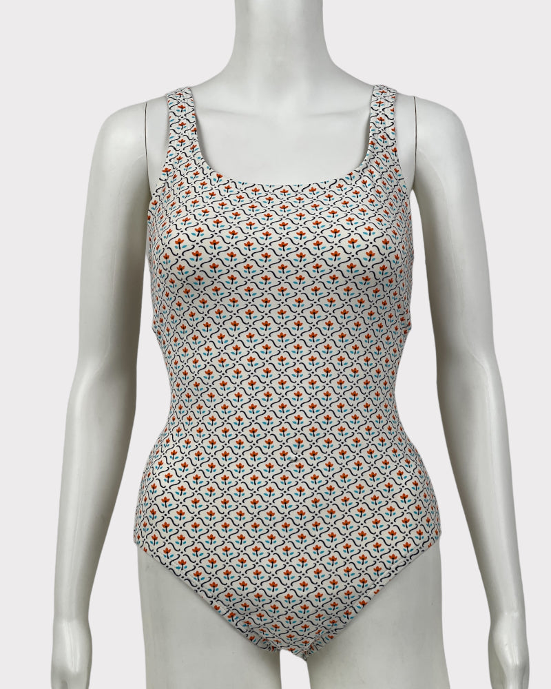 Nautica White Printed One Piece Swimsuit (M)