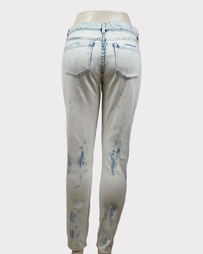 BLANKNYC White And Blue Bleached Distressed Jeans (W32)