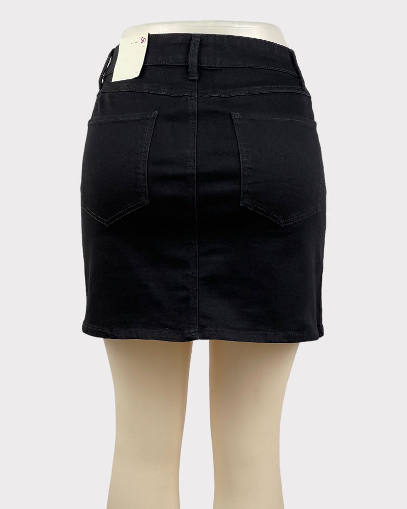 SO Black Denim Mini Skirt (W25)