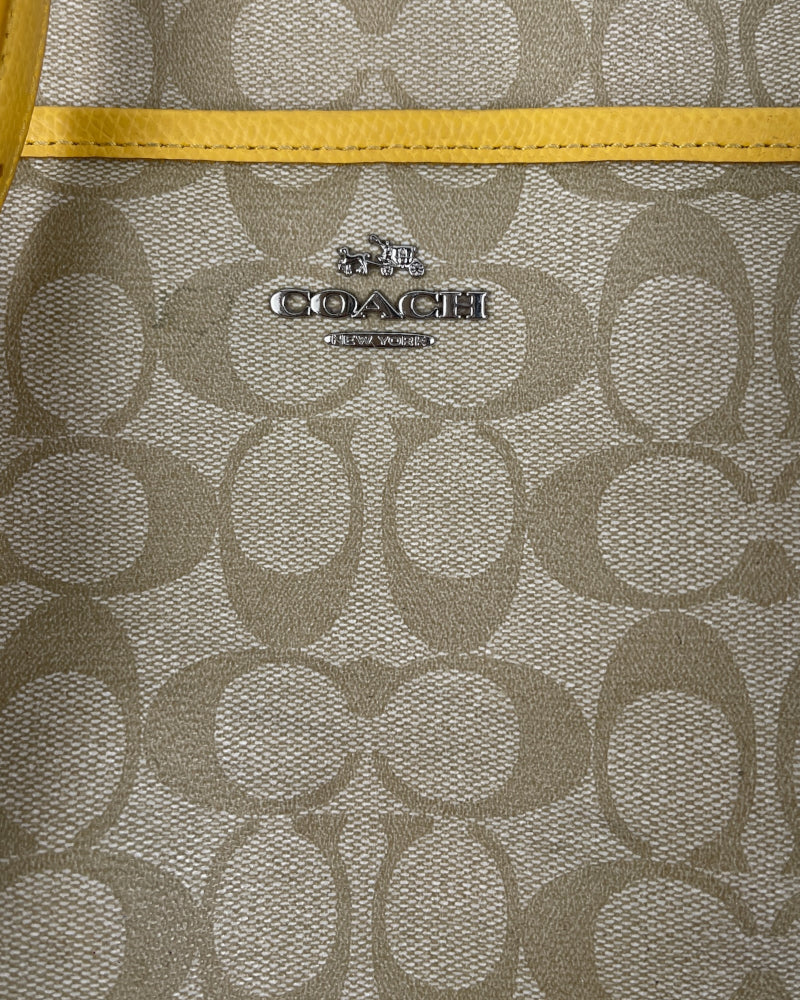 Coach Beige And Yellow Signature Canvas Crossbody Bag