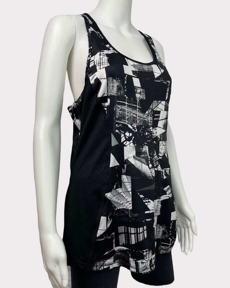 Impact Jillian Michaels Black And White All Over Print Tank Top (L)