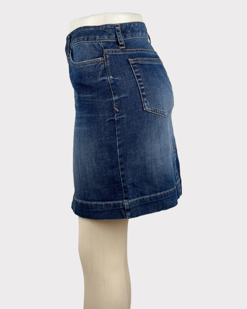 Eddie Bauer Dark-Wash Blue Denim Mini Skirt (W32)