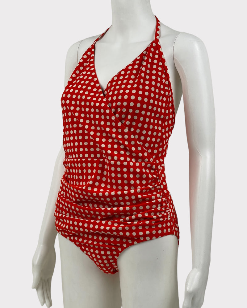 J. Crew Orange Polka Dot One Piece Swimsuit (UK 10)