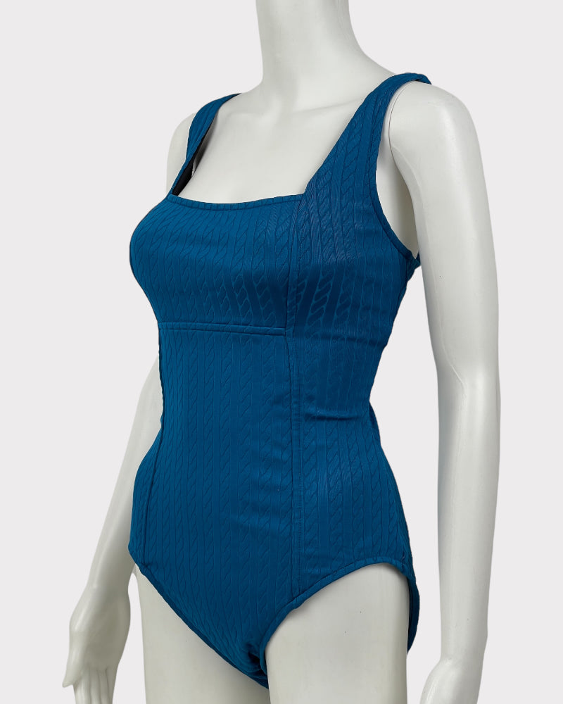 Catalina Blue Crochet Design One Piece Swimsuit (L)