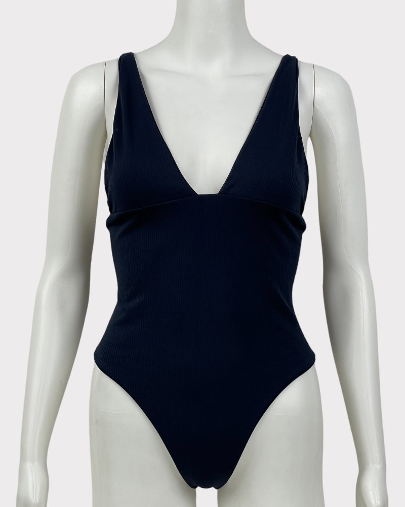 M.G.S Navy Blue Ribbed One Piece Swimsuit (M)