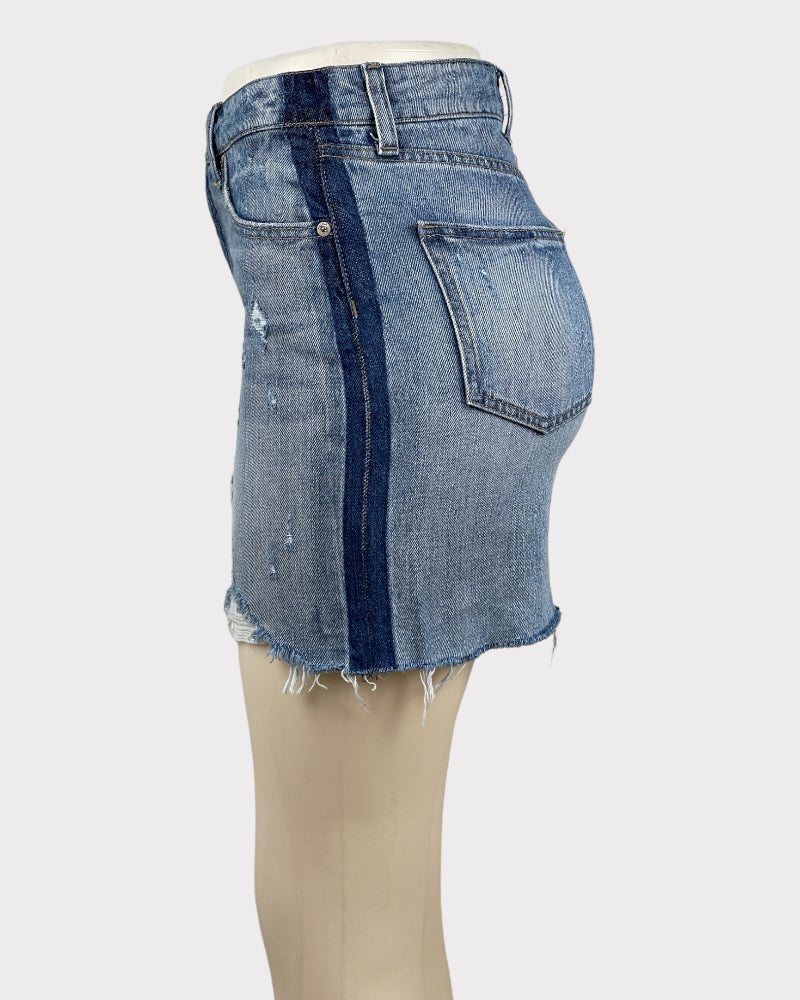 Pistola Light-Wash Blue Distressed Denim Mini Skirt (W26)