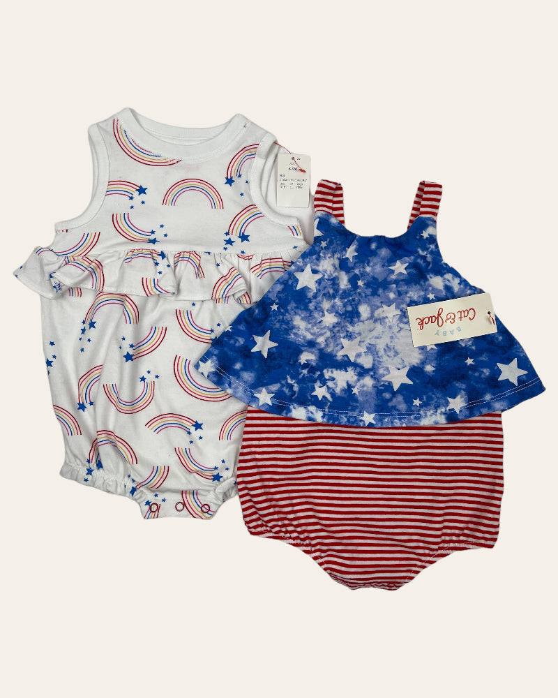 Cat & Jack Pack Of 2 - Rainbow And Stars Bodysuits (6-9M)