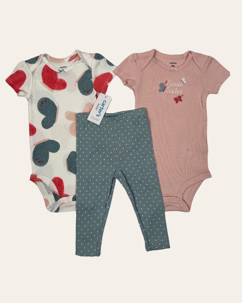 Carter's Girls Pack of 3 - 2 Bodysuits And 1 Pants (9M)