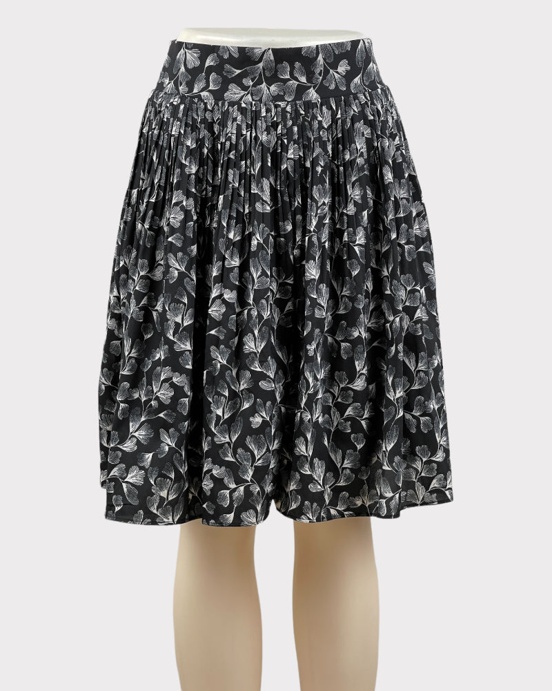 Merona Black Printed Pleated Short Skirt (XS)