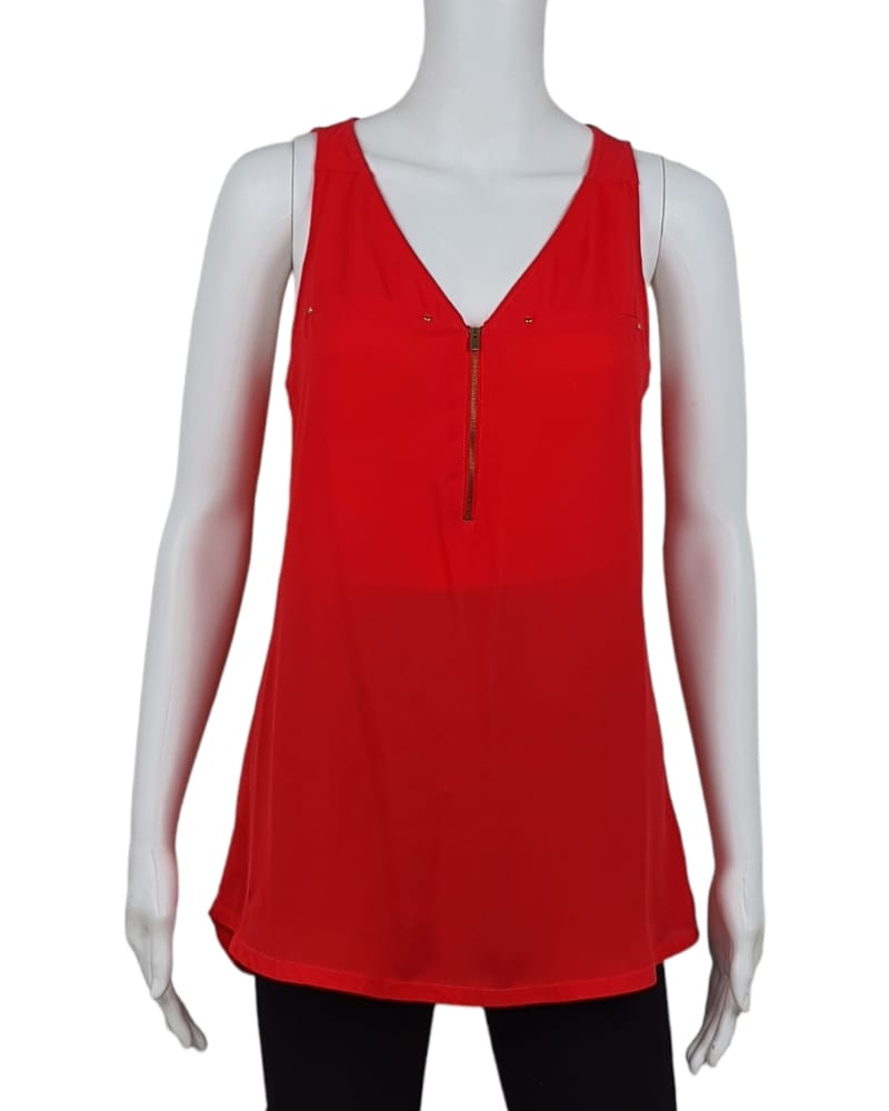 Express Front Zip Red Blouse (M)