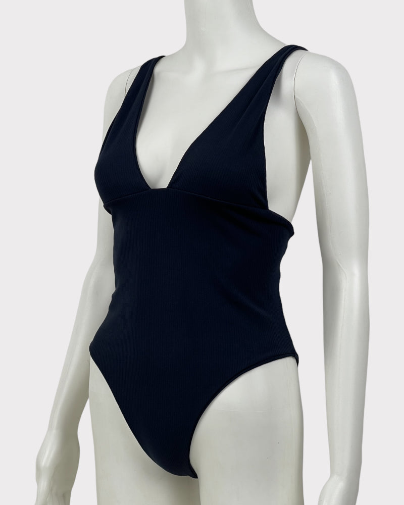 M.G.S Navy Blue Ribbed One Piece Swimsuit (M)