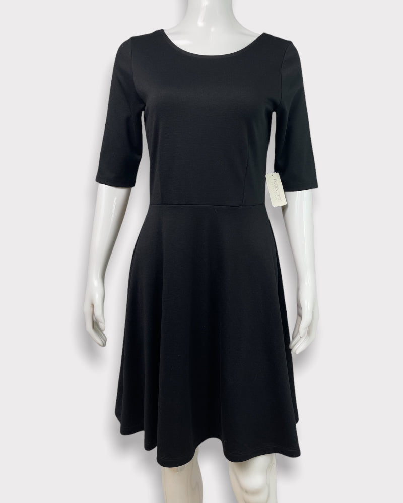 Forever 21 Black Half-sleeve Midi Dress (L)