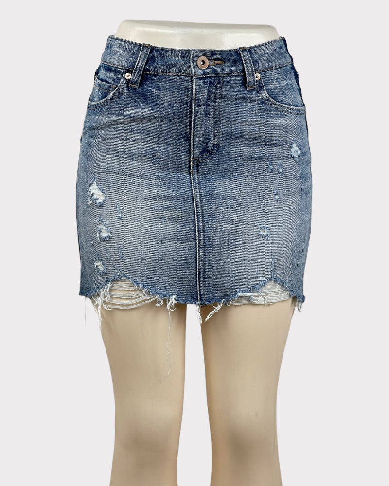 Pistola Light-Wash Blue Distressed Denim Mini Skirt (W26)