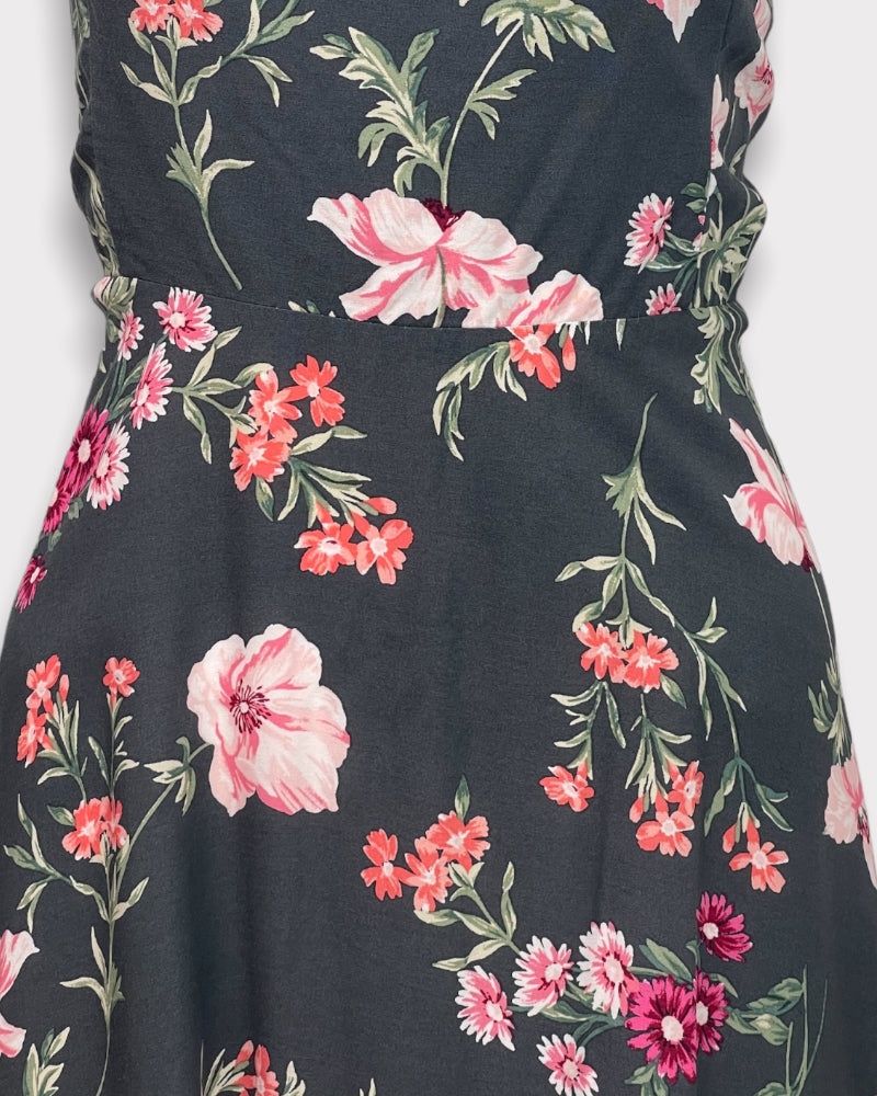 Old Navy Black Flower Print Sleeveless Sundress (XL)