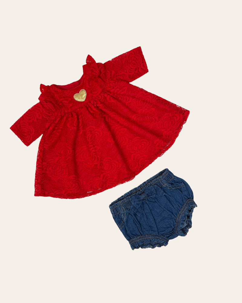 Marmellata Classics And Cat & Jack Girls 2 Piece Set – Dress And Bloomer (0-3M)