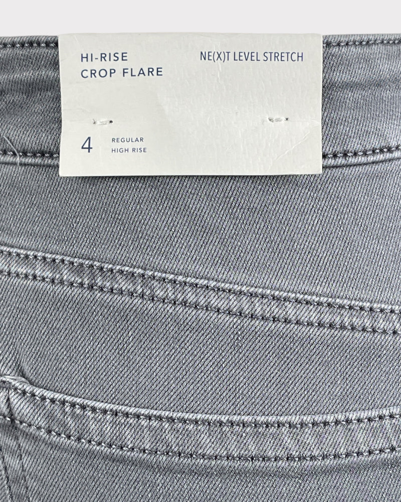 American Eagle Grey High-Rise Crop Flare Ripped Jeans (W26)