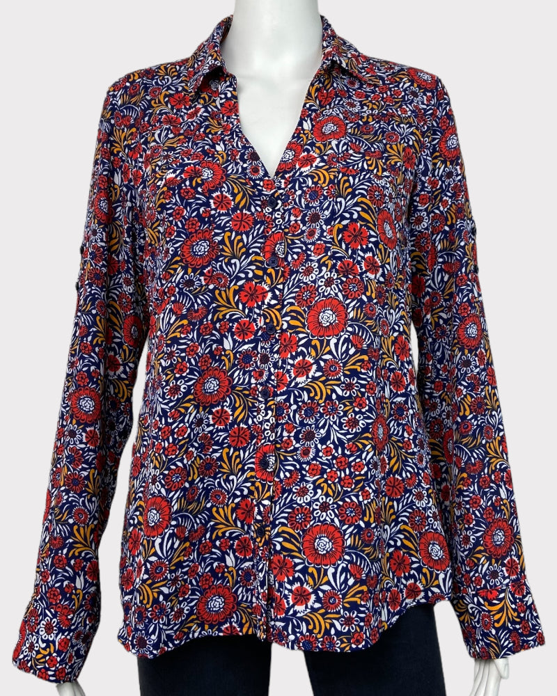 Express Long-Sleeve Floral Print Top (M)