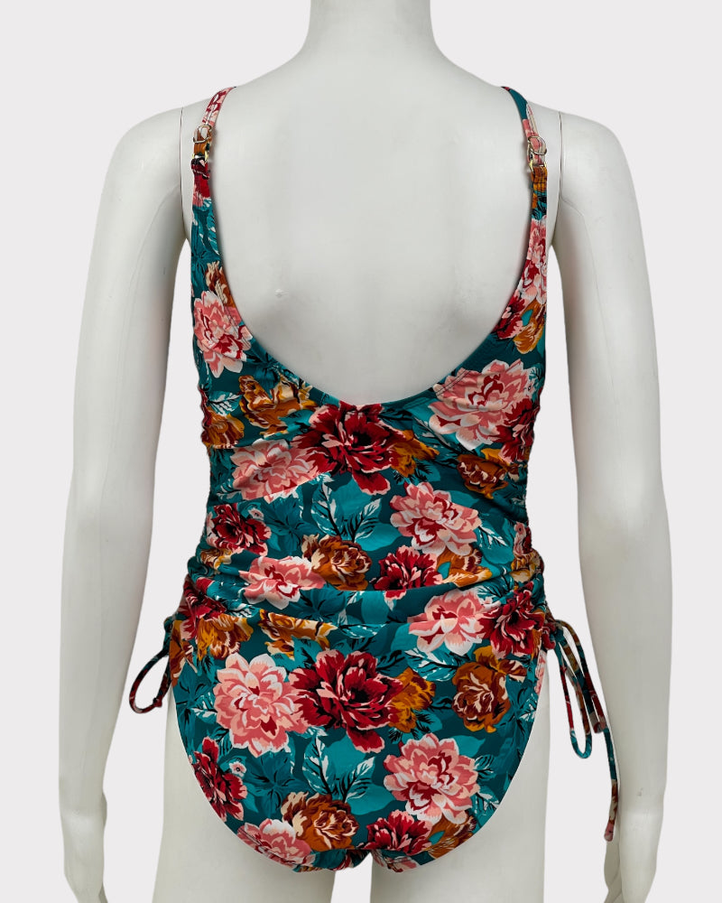 Time And Tru Flower Print One Piece Swimsuit (L)