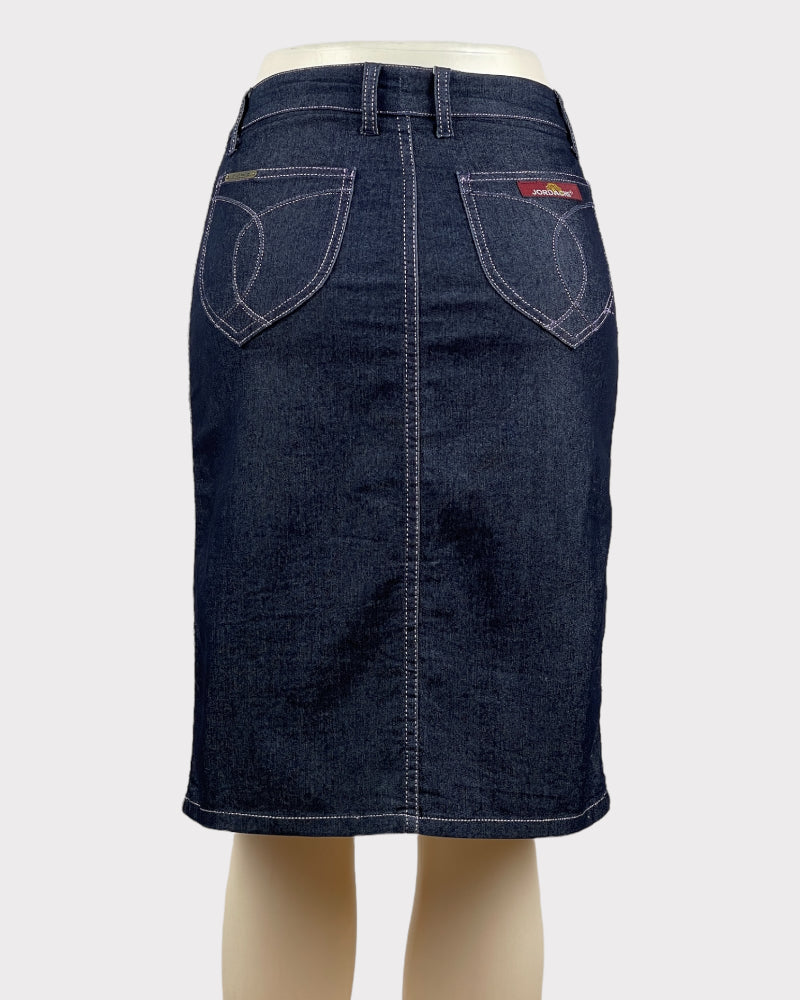 Jordache Dark-wash Blue Lightweight Denim Mini Skirt (W29)