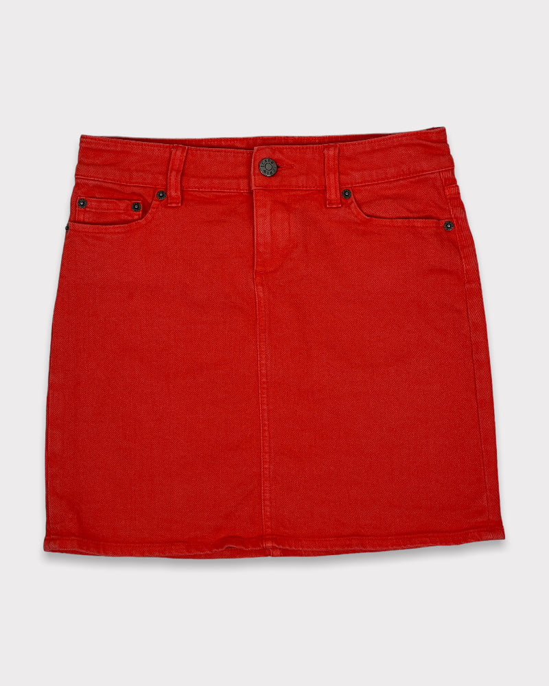 J. crew Red-Orange Denim Mini Skirt (W28)