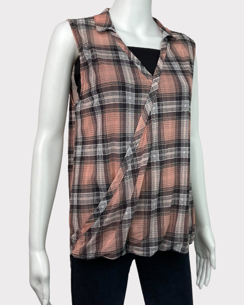 Eden &amp; Olivia Pink Checkered Top (L)