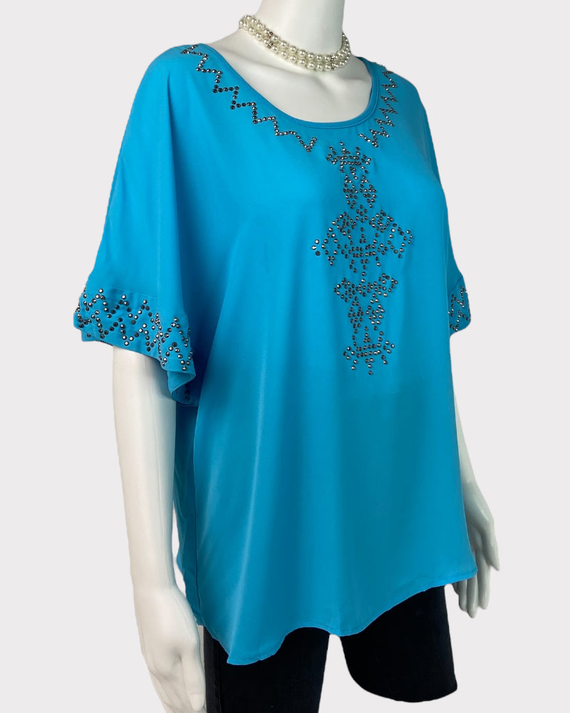 Cha Cha Vente Short-Sleeve Gem Detail Blouse (L)