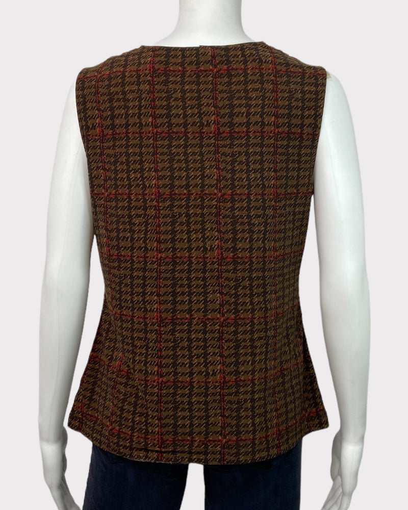 Chaps Brown And Gold Cowl Neck Top (L)