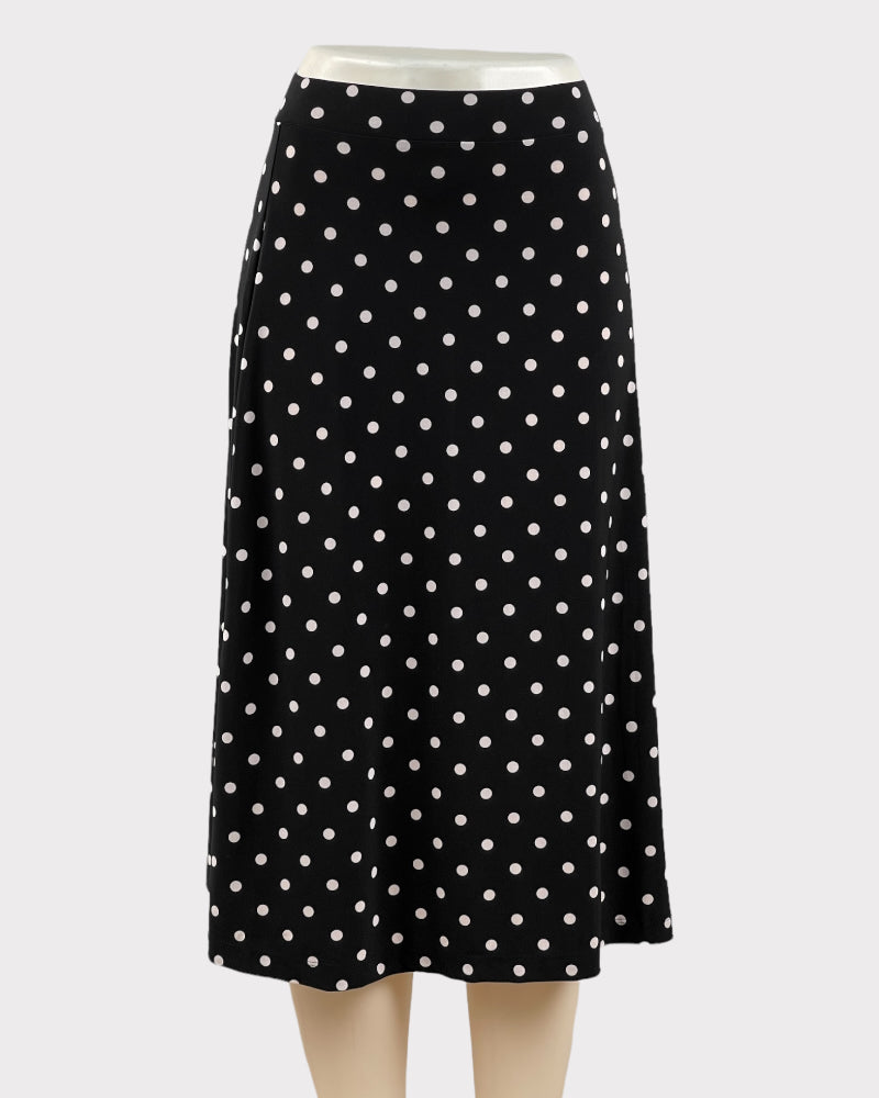 Kasper Black Polka Dot Mini Skirt (W30, stretchy)