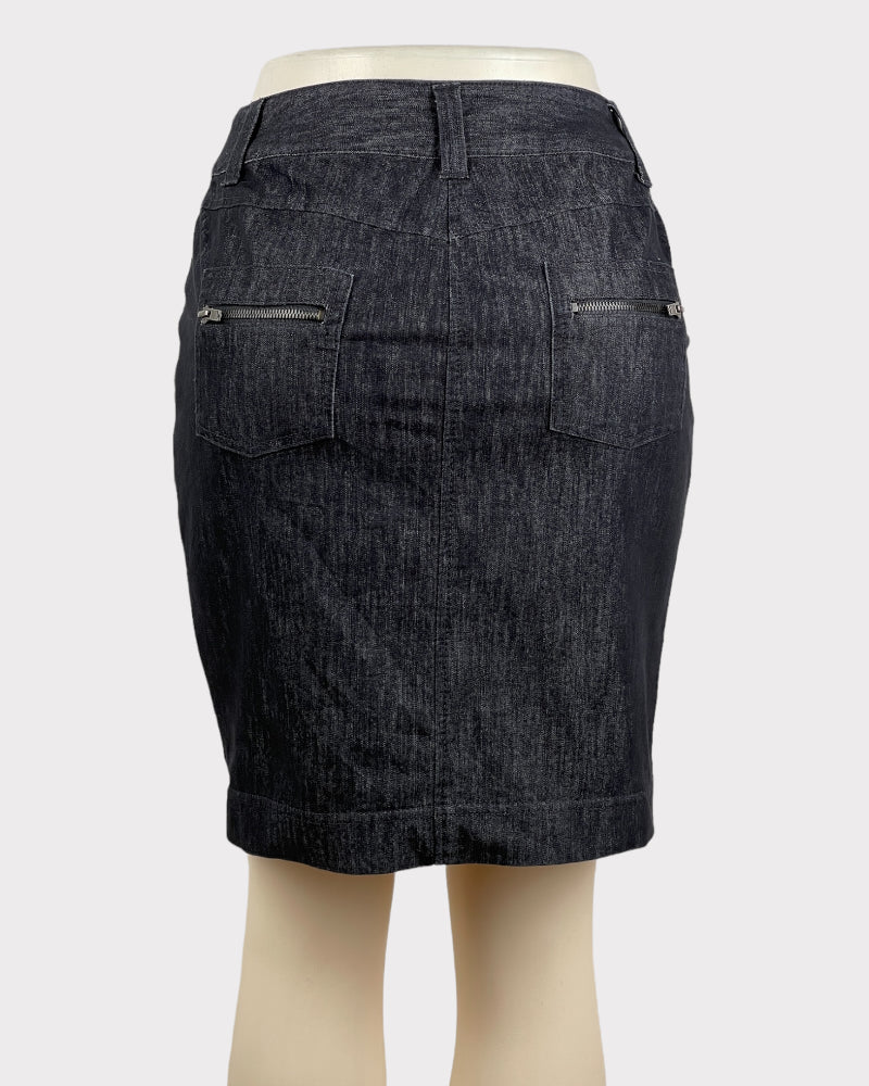 Dalia Collection Zip-front Denim Mini Skirt (W29)