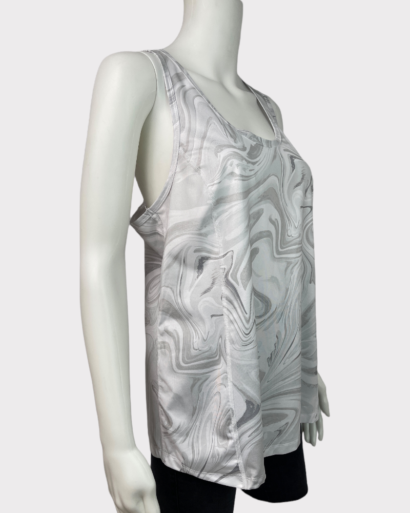 Fila White And Grey Marble Print Tank Top (L)