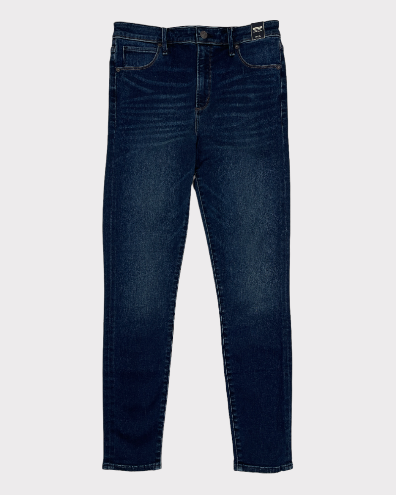 Abercrombie & Fitch Dark-Wash Blue High-Rise Super Skinny Jeans (W29)