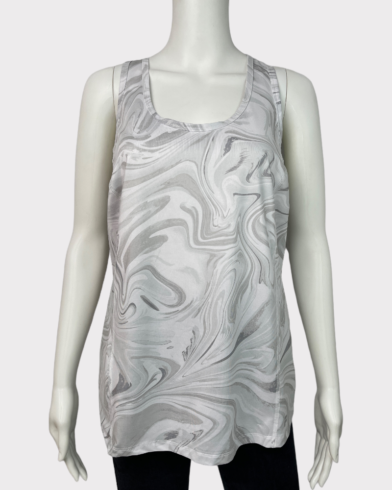 Fila White And Grey Marble Print Tank Top (L)