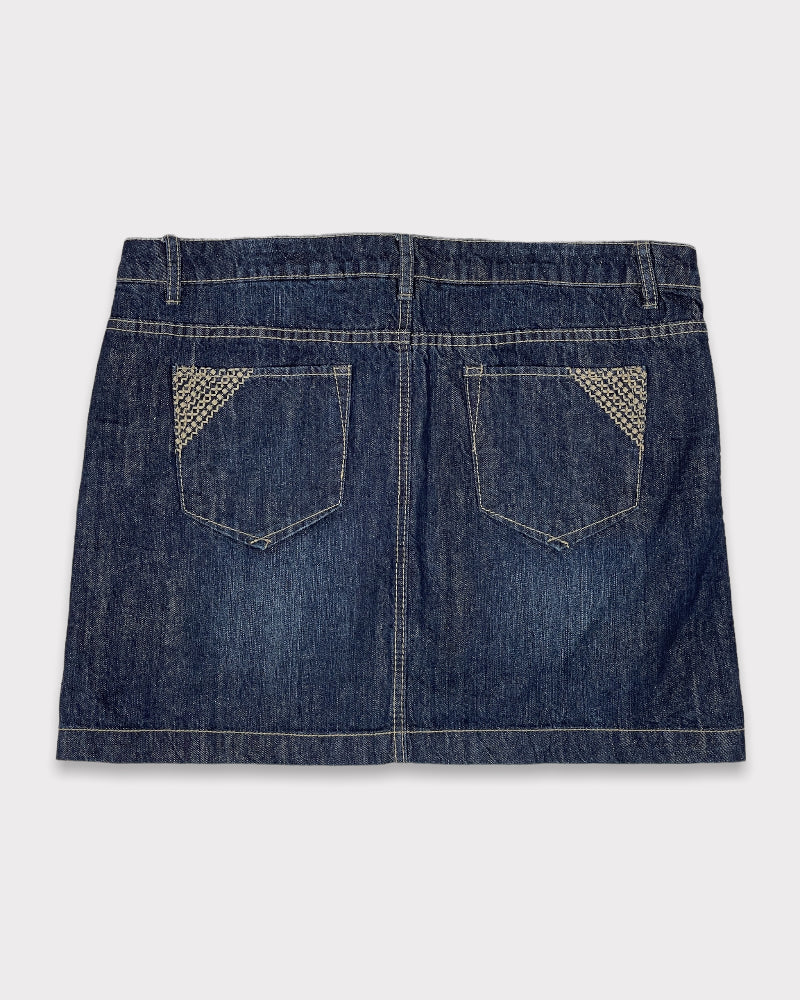 Route 66 Dark-wash Blue Denim Mini Skirt (W14)