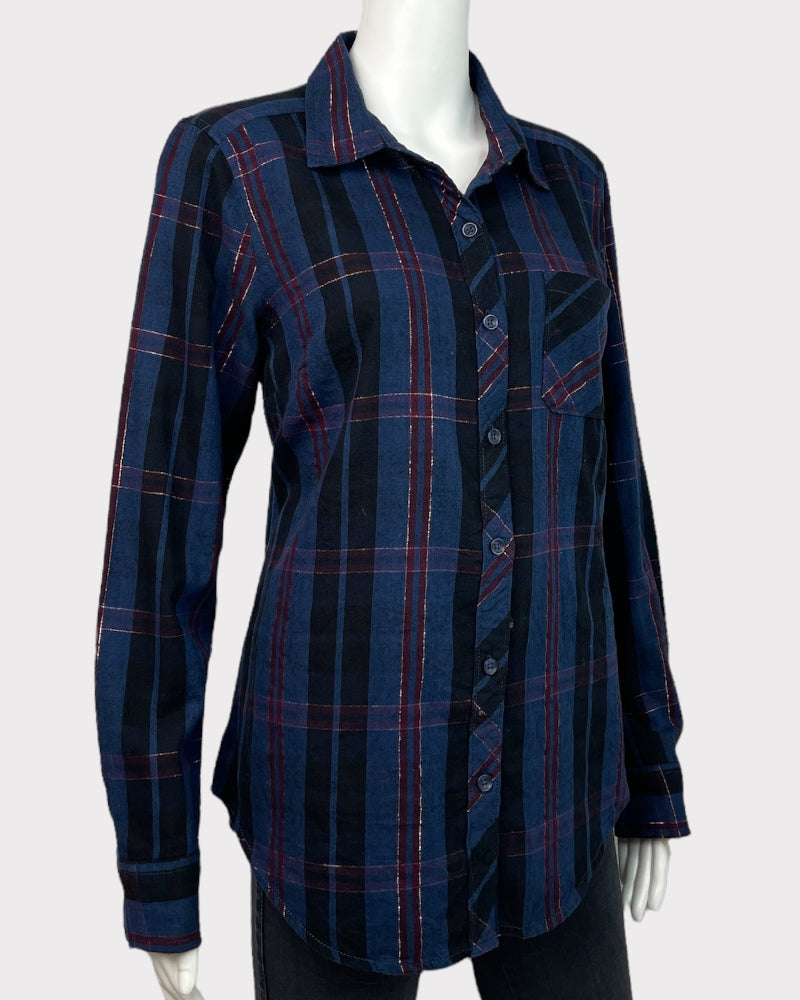 Time And Tru Long-Sleeve Flannel Top (S)