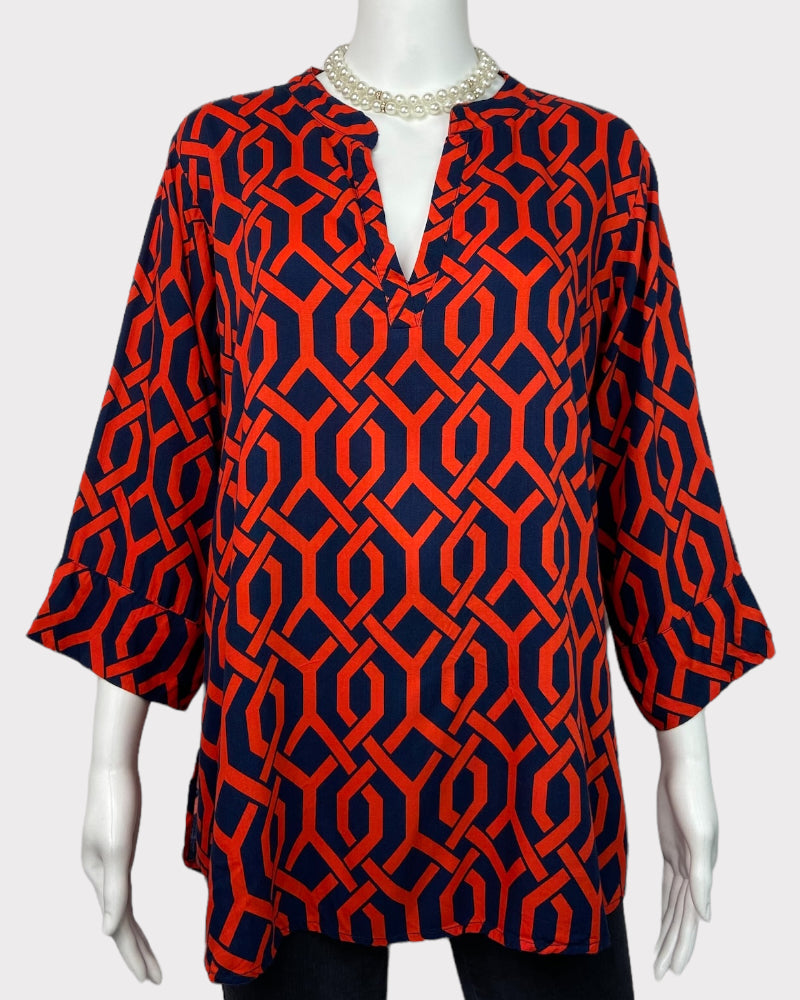 Escapada Red Printed Top (XL)