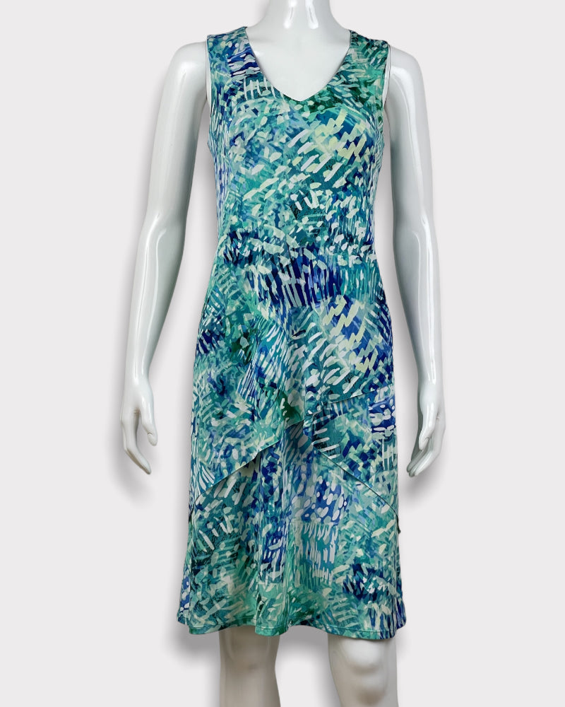 Susan Graver Printed Layered Sleeveless Dress (S)