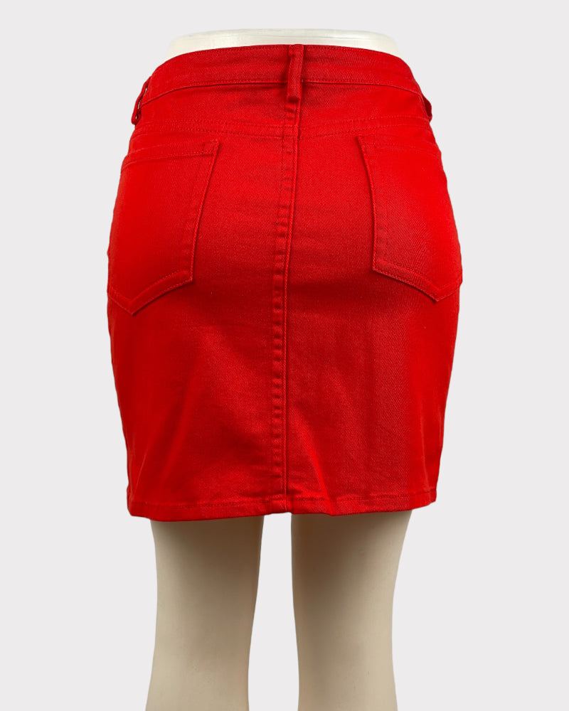 Joe Fresh Red Denim Mini Skirt (W34)