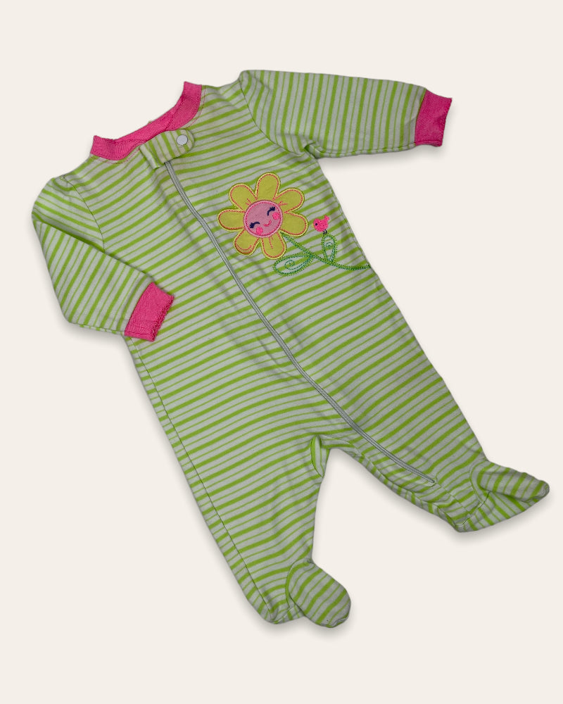 Garanimals Girls Striped Sunflower Sleepsuit (0-3M)