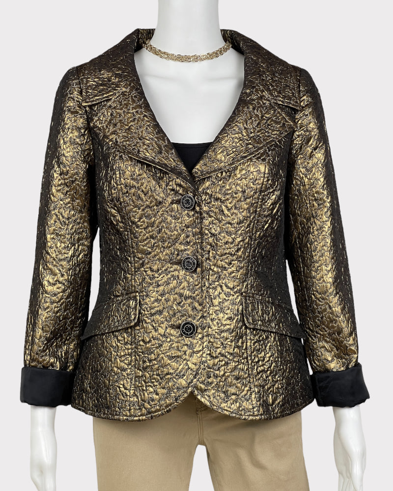 Teri Jon Gold Pattern Blazer (S)