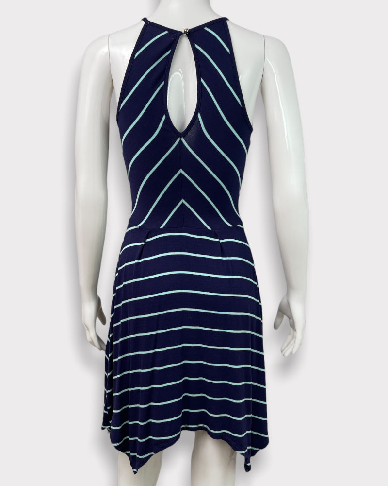 Love Fire Striped Open-Back Sleeveless Dress (S)