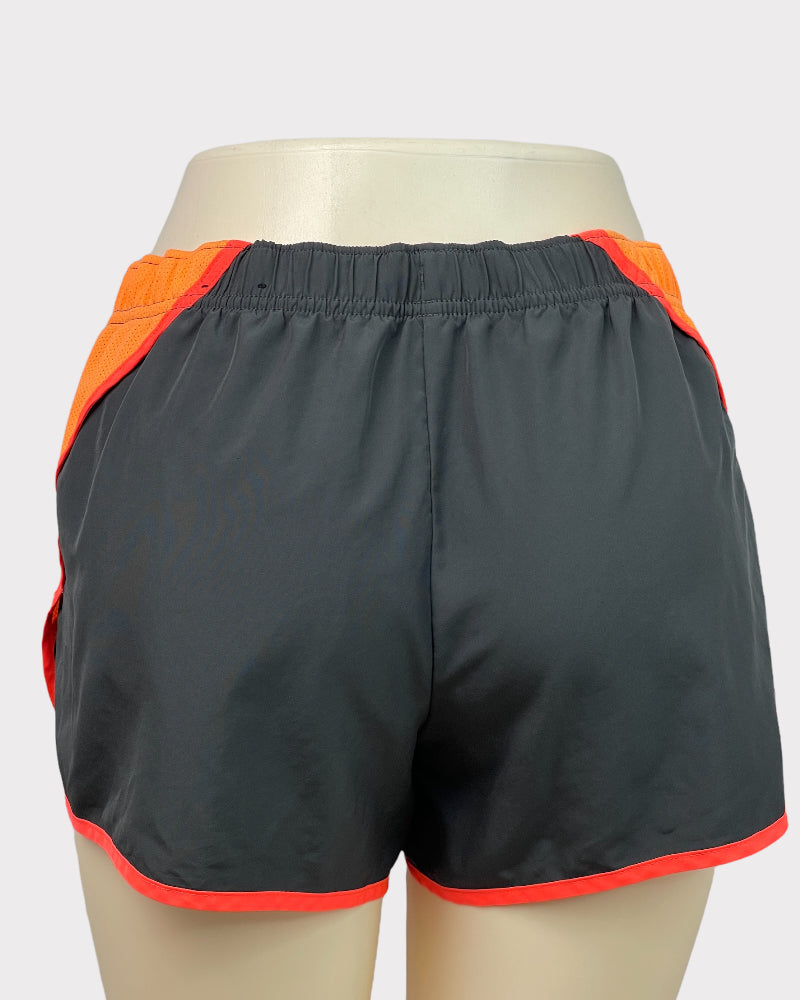 Dark Grey And Neon Orange Active Shorts (M-L)