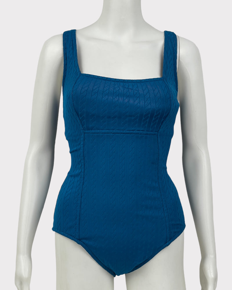 Catalina Blue Crochet Design One Piece Swimsuit (L)