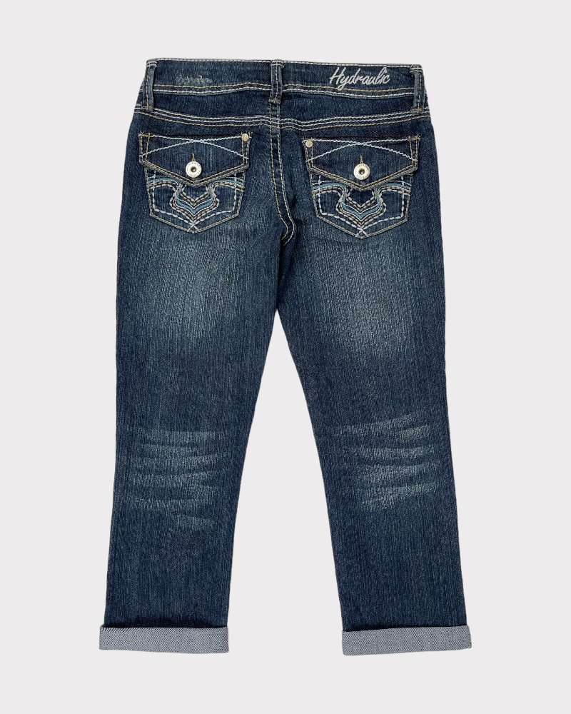 Hydraulic Dark-Wash Blue Faded Capri Jeans (W26)