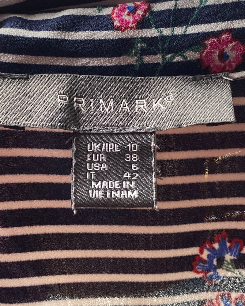 PRIMARK white & black striped blouse (uk 10)