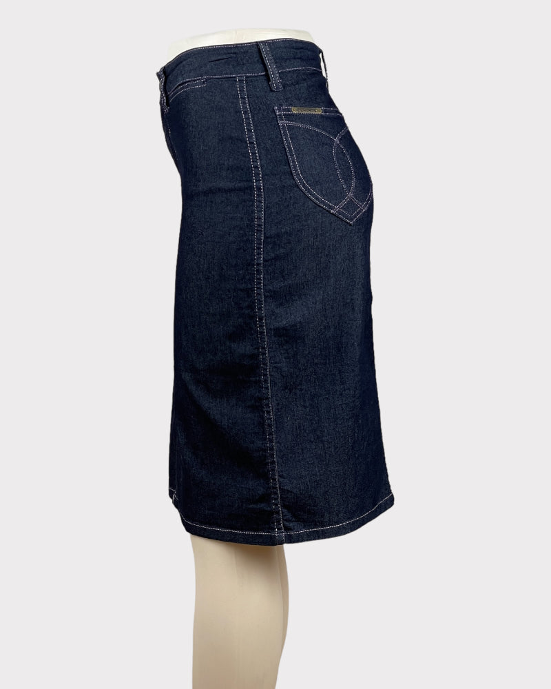 Jordache Dark-wash Blue Lightweight Denim Mini Skirt (W29)