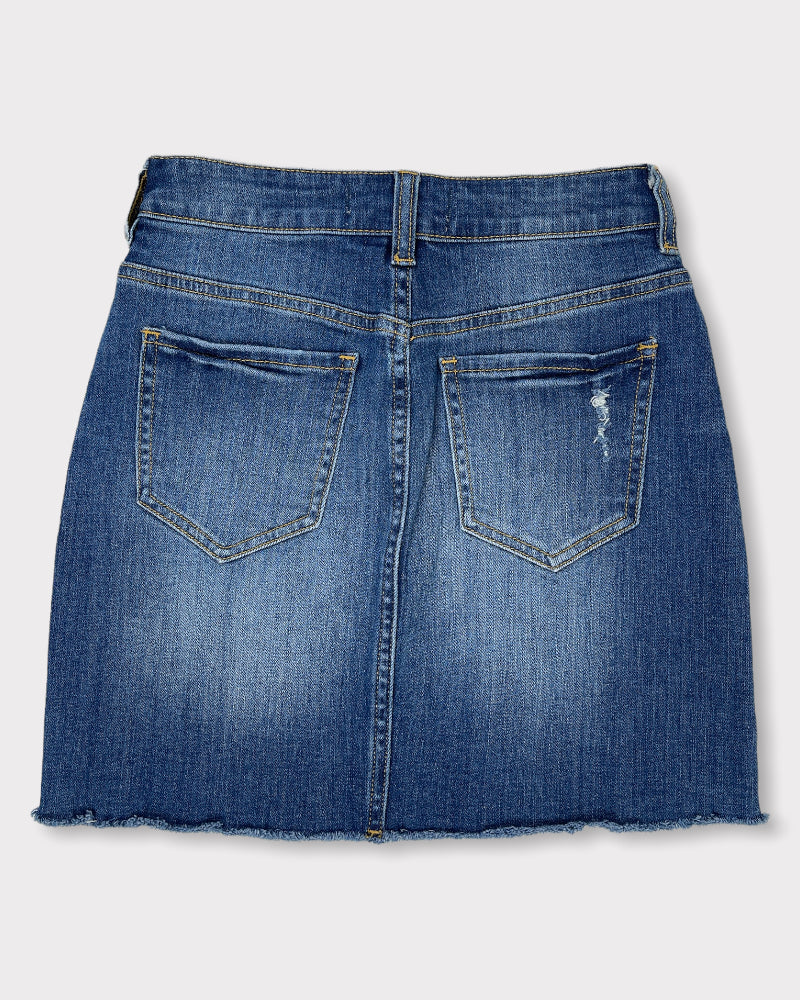 Pacsun Mid-wash Blue Distressed Detail Denim Skirt (W23)